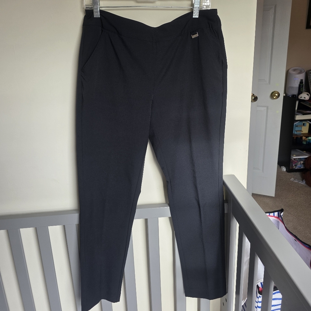 Greg Norman Black Womens Straight Leg Trousers with Silver Accent Size 6